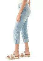 Petite Mid Rise Cuff Straight Jeans