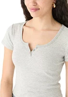 Women's Short Sleeve Split Neck Top