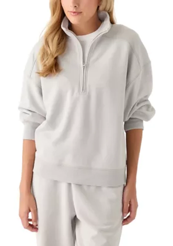 Women's Comfy Fleece 1/4 Zip Mineral Wash Sweatshirt