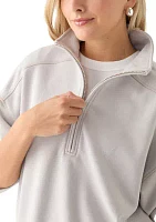 Women's Comfy Fleece 1/4 Zip Mineral Wash Sweatshirt