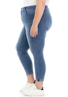 Plus Mid Rise Skinny Patch Ankle Jeans