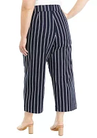 Plus Striped Wide Leg Cropped Pants