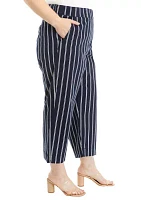 Plus Striped Wide Leg Cropped Pants