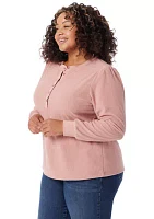 Plus Fatima Waffle Knit Henly Top