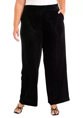 Plus Shape Effect Wide Leg Velvet Pants