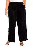 Plus Shape Effect Wide Leg Velvet Pants