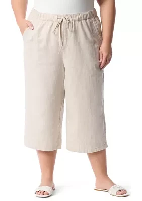 Plus Soft Dobby Wide Leg Capri Pants