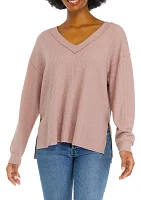 Long Sleeve Double V Oversized Top