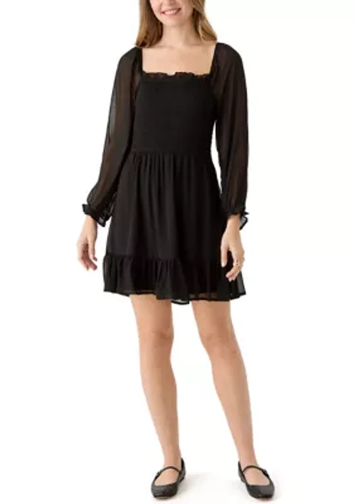 Women's Solid Smocked Mini Dress