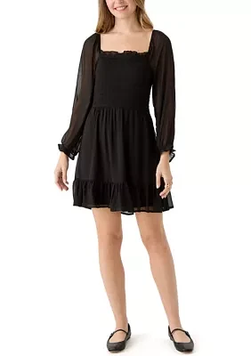 Women's Solid Smocked Mini Dress