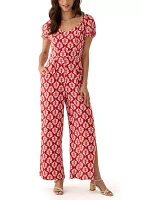 Women's Short Sleeve Printed Jumpsuit