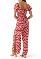 Women's Short Sleeve Printed Jumpsuit