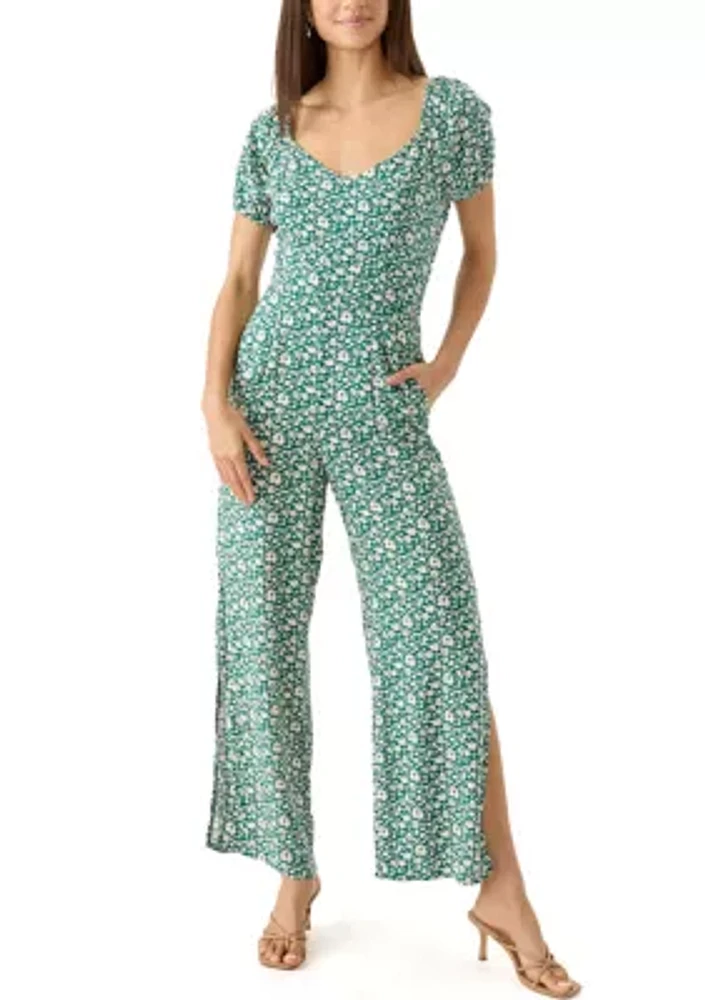 Women's Short Sleeve Floral Jumpsuit