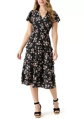 Women's Floral Printed Midi Dress