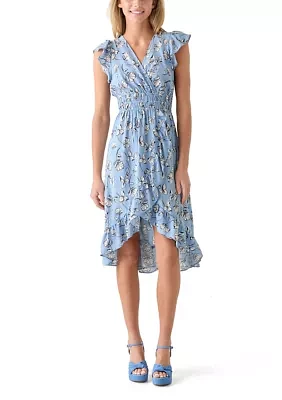 Women's Flutter Sleeve Printed Midi Dress