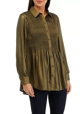 Women's Solid Pleated Top