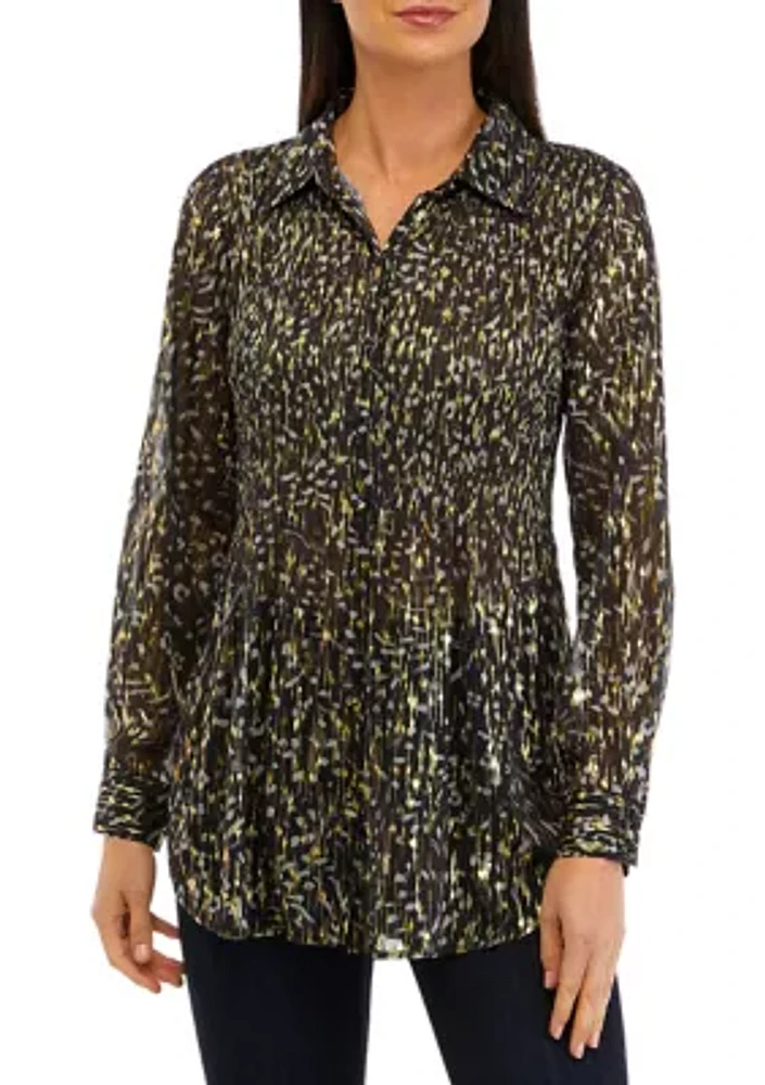 Women's Pleated Printed Top