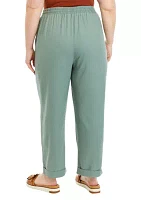 Plus Linen Blend Drawstring Pants