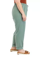 Plus Linen Blend Drawstring Pants