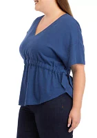 Plus Flutter Sleeve Woven Top