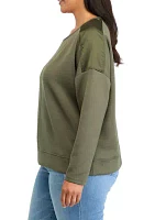 Plus Satin Trim Sweatshirt