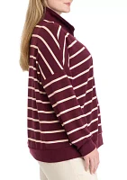 Plus Soft Terry Stripe 1/4 Zip Top