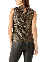 Women's Sleeveless Sequin Cowl Neck Top