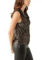 Women's Sleeveless Sequin Cowl Neck Top