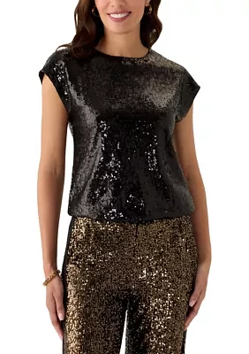 Women's Sequin Extended Shoulder Top