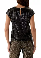 Women's Sequin Extended Shoulder Top