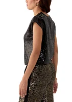 Women's Sequin Extended Shoulder Top