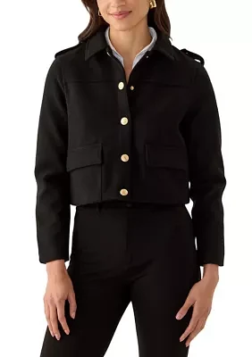 Women's Collared Cropped Button Down Jacket