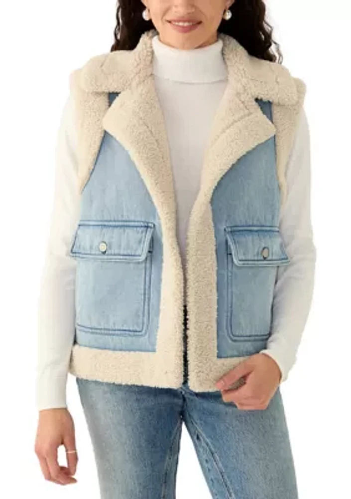 Women's Denim Vest with Sherpa