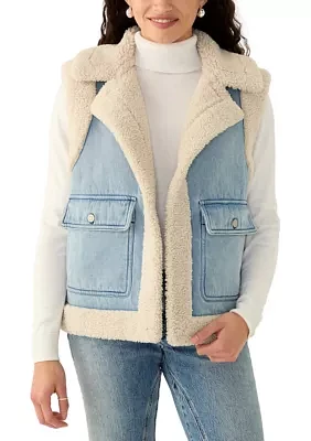 Women's Denim Vest with Sherpa