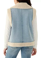 Women's Denim Vest with Sherpa