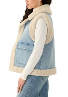 Women's Denim Vest with Sherpa