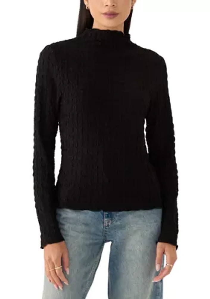 Women's Long Sleeve Mock Neck Novelty Sweater