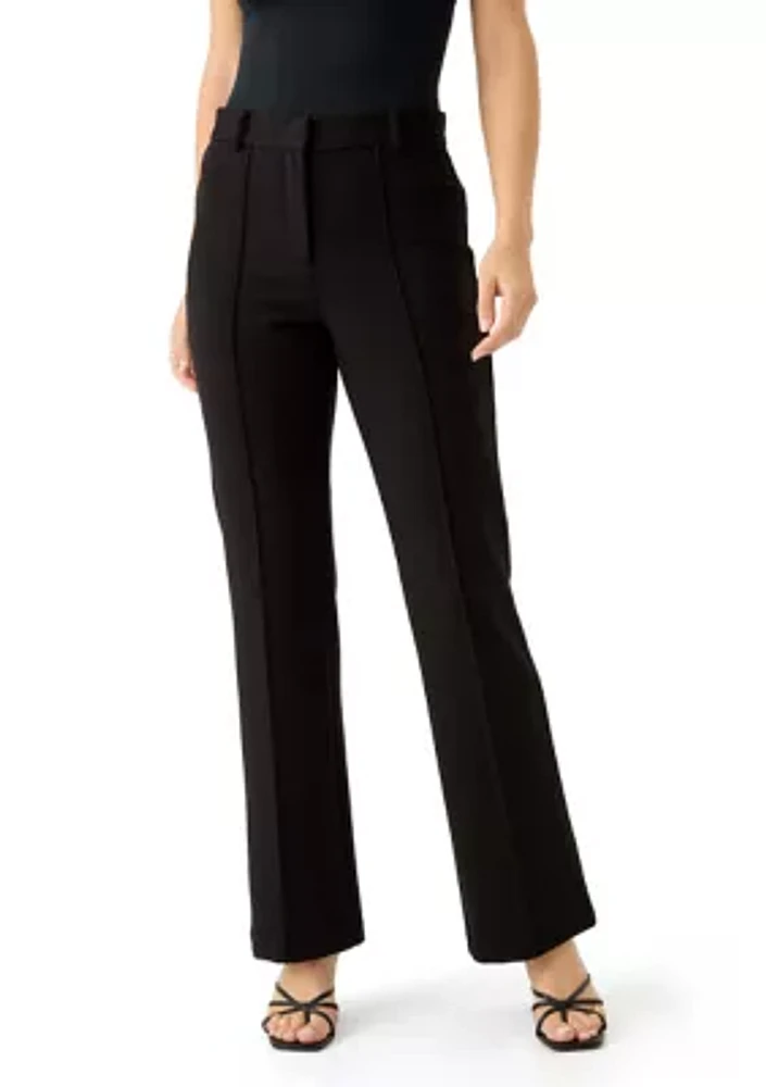 Women's Fly Front Ponte Pants with Back Welt Pockets