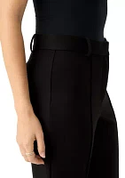 Women's Fly Front Ponte Pants with Back Welt Pockets