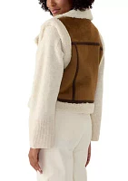 Women's Sherpa Lined Double Faced Faux Suede Vest