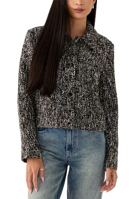 Women's Long Sleeve Tweed Collared Shirt