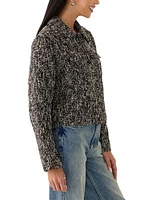 Women's Long Sleeve Tweed Collared Shirt