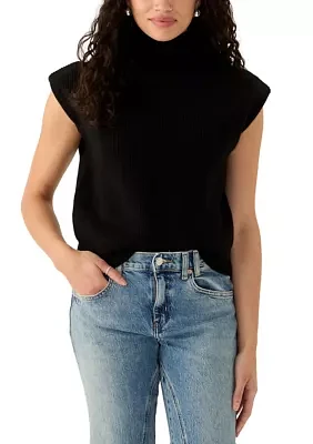 Women's Extended Shoulder Mock Neck Ribbed Sweater