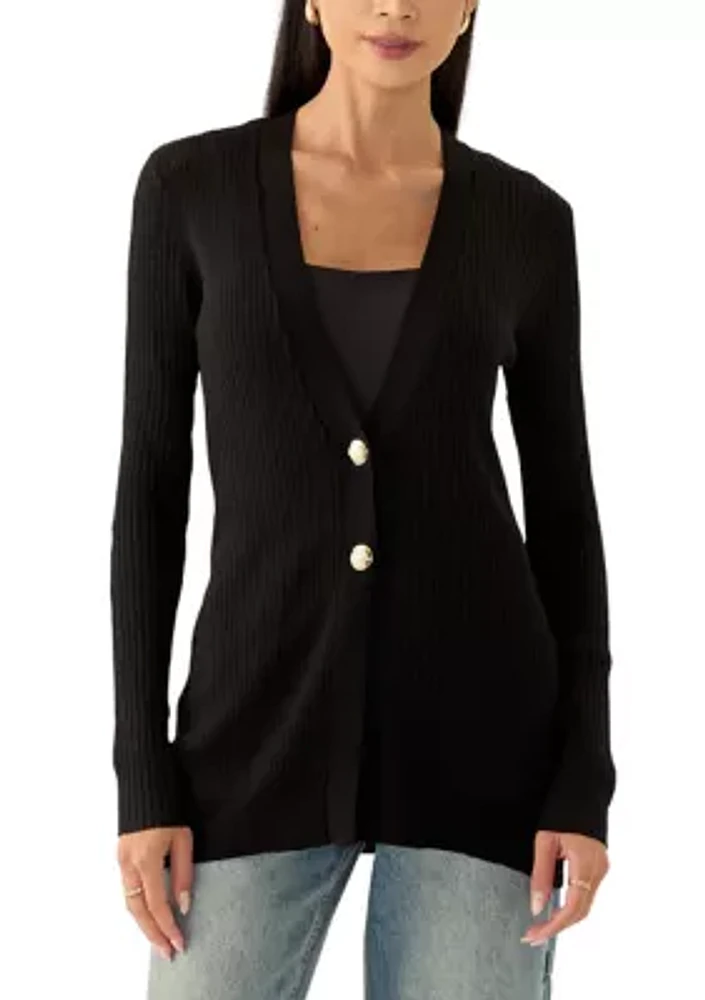 Women's Knit V-Neck Button Front Cardigan