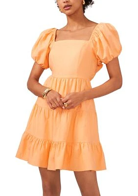 Women's Short Puff Sleeve 3 Tier Mini Dress