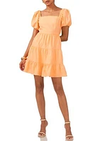 Women's Short Puff Sleeve 3 Tier Mini Dress