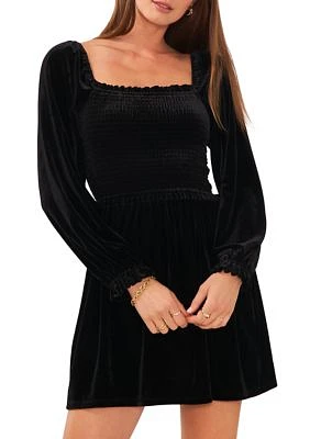 Women's Blouson Sleeve Smocked Bodice Dress