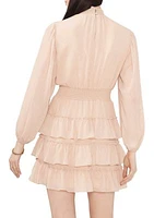 Women's Blouson Sleeve Tiered Dress