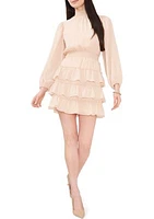 Women's Blouson Sleeve Tiered Dress