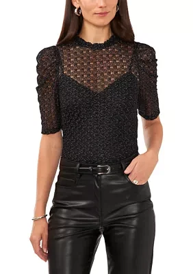 Metallic Crochet Knit Shirt